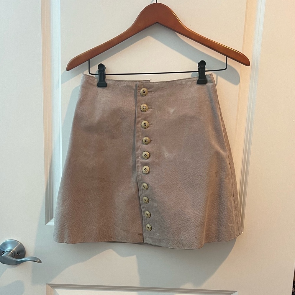 Express Beige Button-Front A-Line Skirt